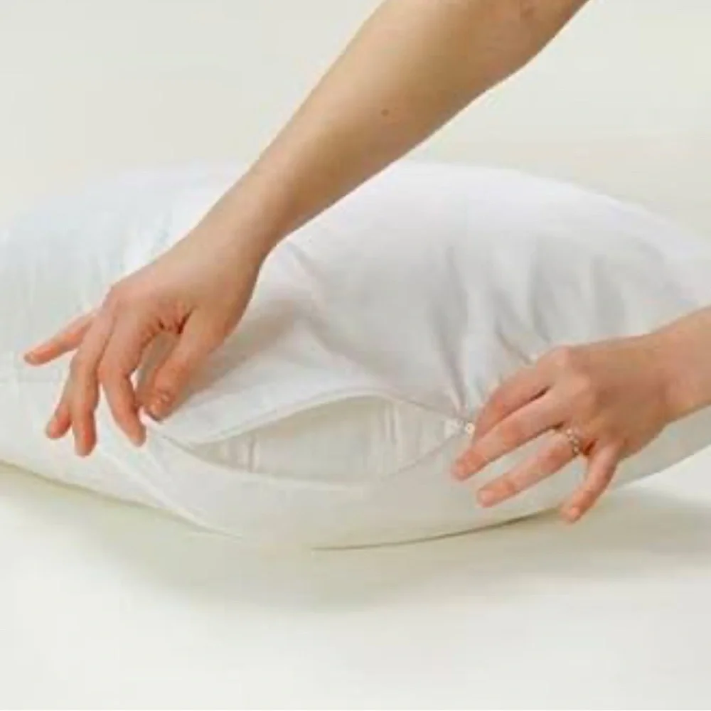 NEW 1pk All-Cotton Queen Pillow Cover BugShield Zipper Allergy Protective White